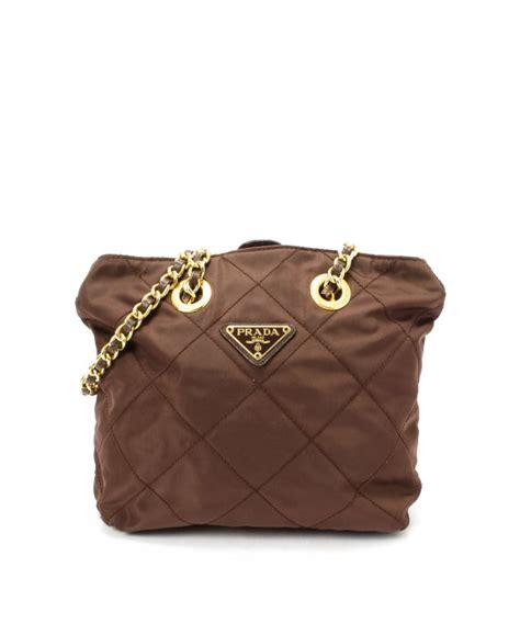 brown prada shoulder bag|prada nylon shoulder bag chain.